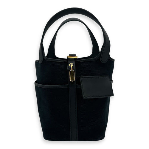 Hermès Picotin Cargo 18 Black Top Handle Bag in Canvas, Gold hardware_1