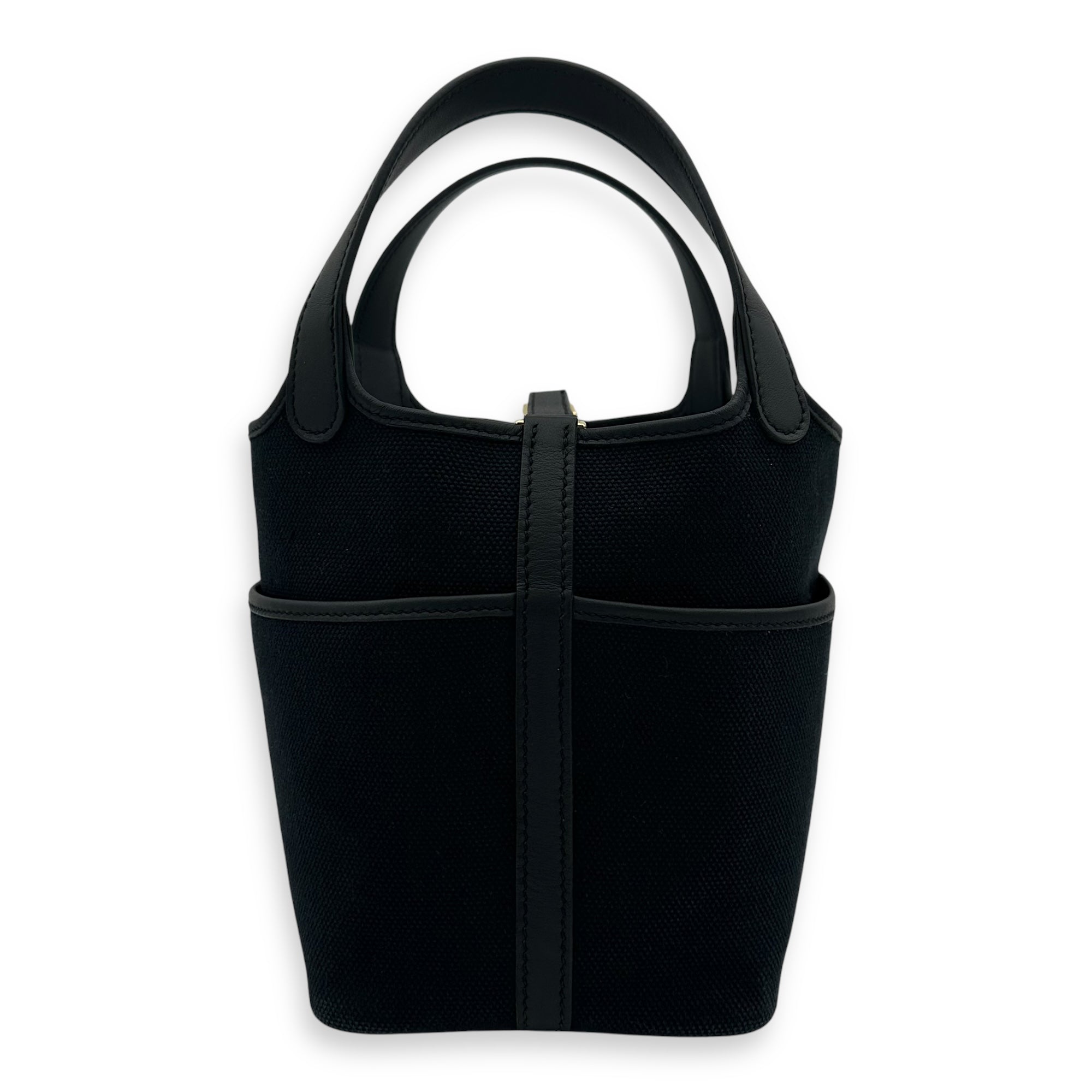 Hermès Picotin Cargo 18 Black Top Handle Bag in Canvas, Gold hardware_2