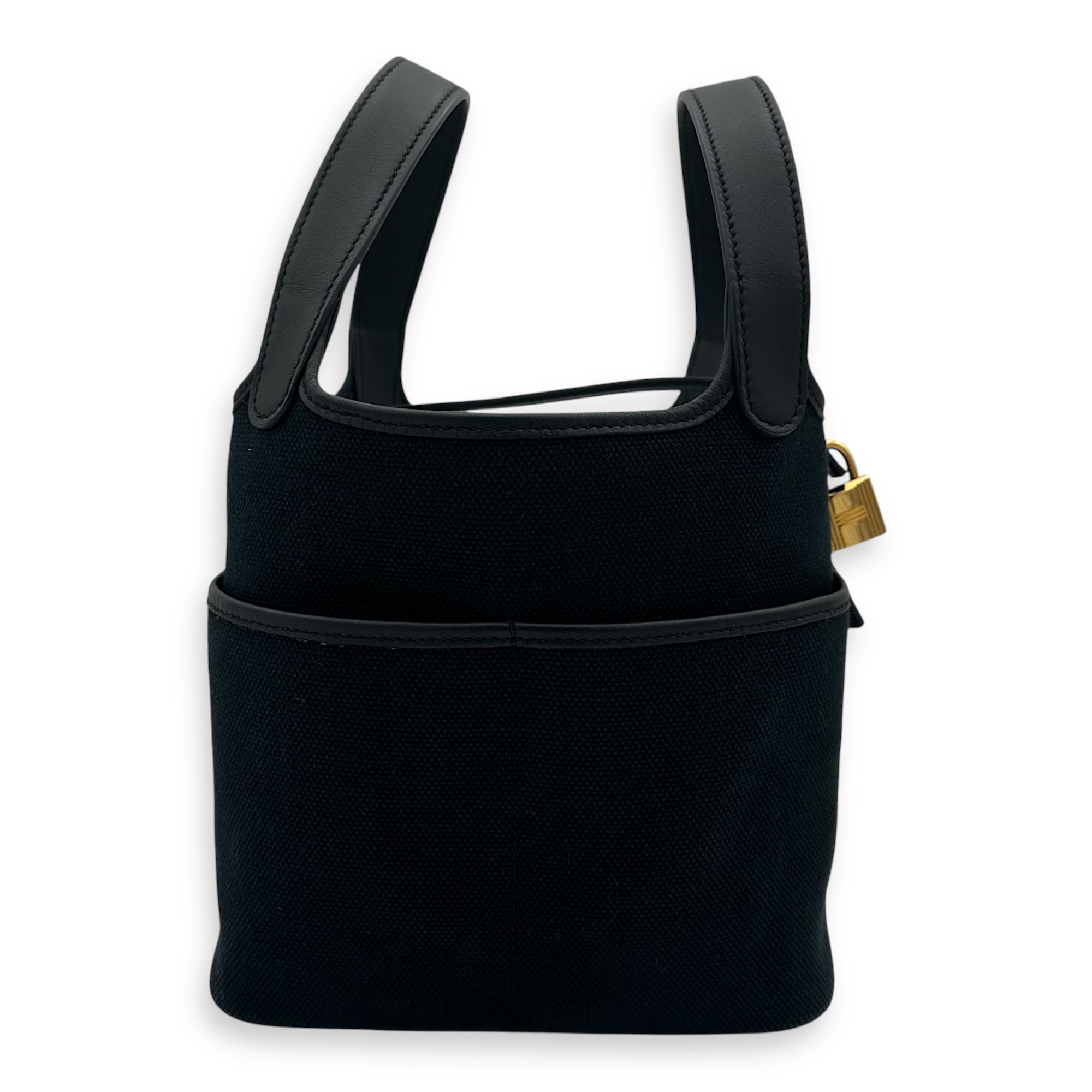 Hermès Picotin Cargo 18 Black Top Handle Bag in Canvas, Gold hardware_3