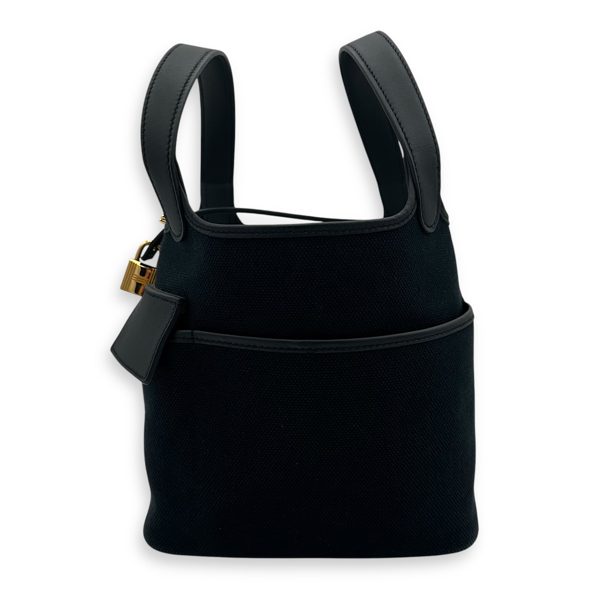Hermès Picotin Cargo 18 Black Top Handle Bag in Canvas, Gold hardware_4