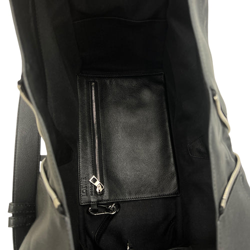 Hammock Medium Black Top Handle Bag in Calfskin, Silver hardware