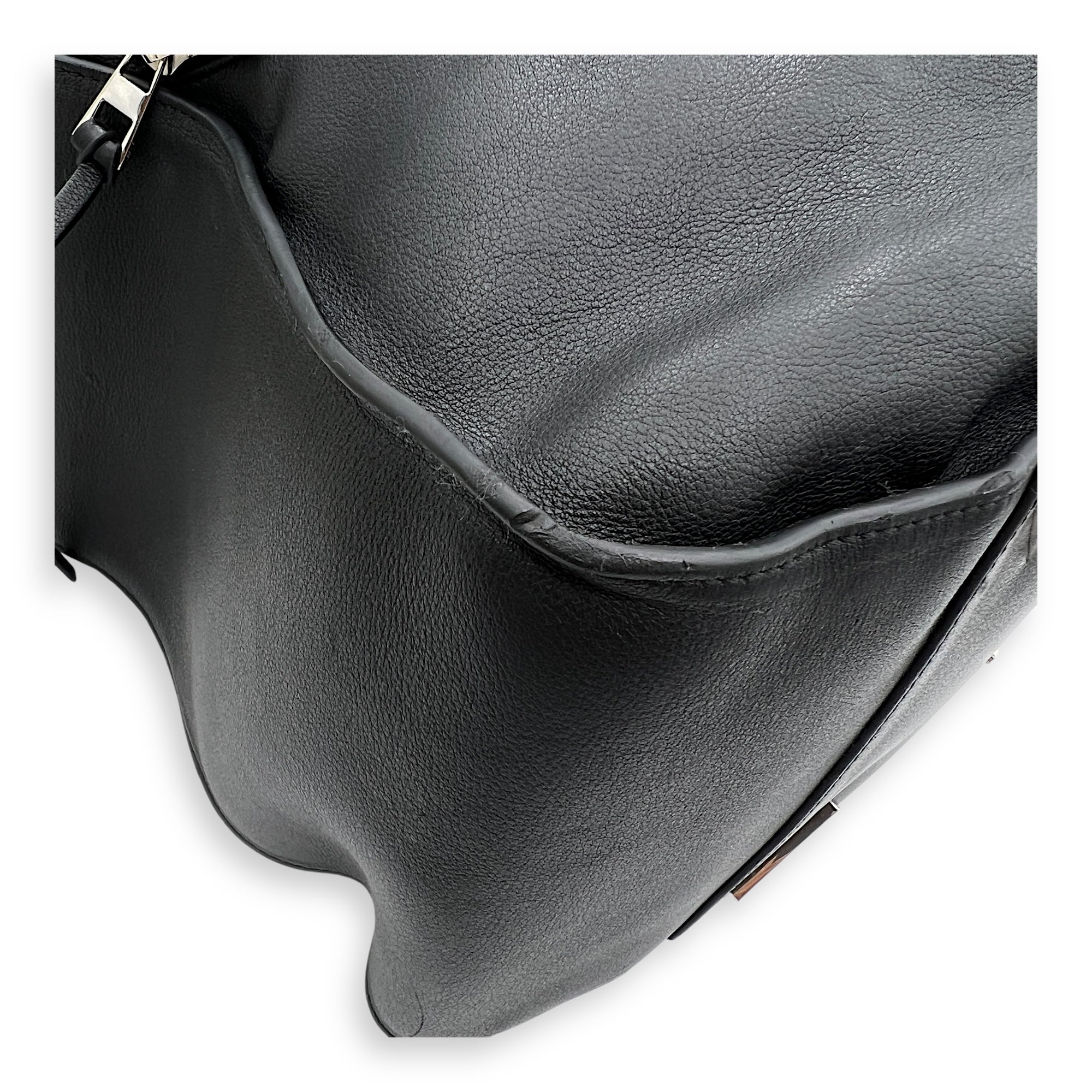 Hammock Medium Black Top Handle Bag in Calfskin, Silver hardware