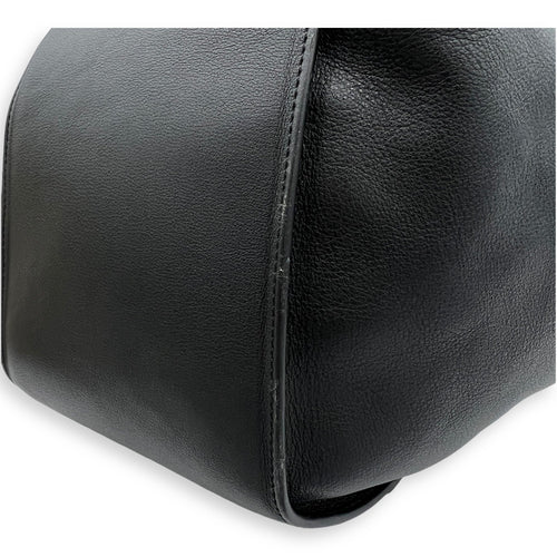 Hammock Medium Black Top Handle Bag in Calfskin, Silver hardware