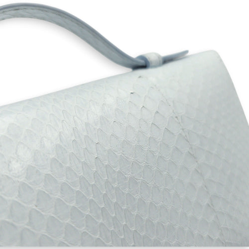 Extra Pocket L19 Light Blue Belle Crossbody Bag in Python Leather, Silver hardware