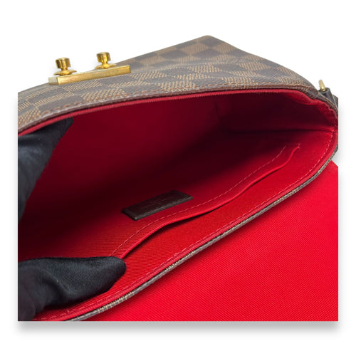 Croisette Damier Ebene Top Handle Bag in Coated Canvas, Gold hardware