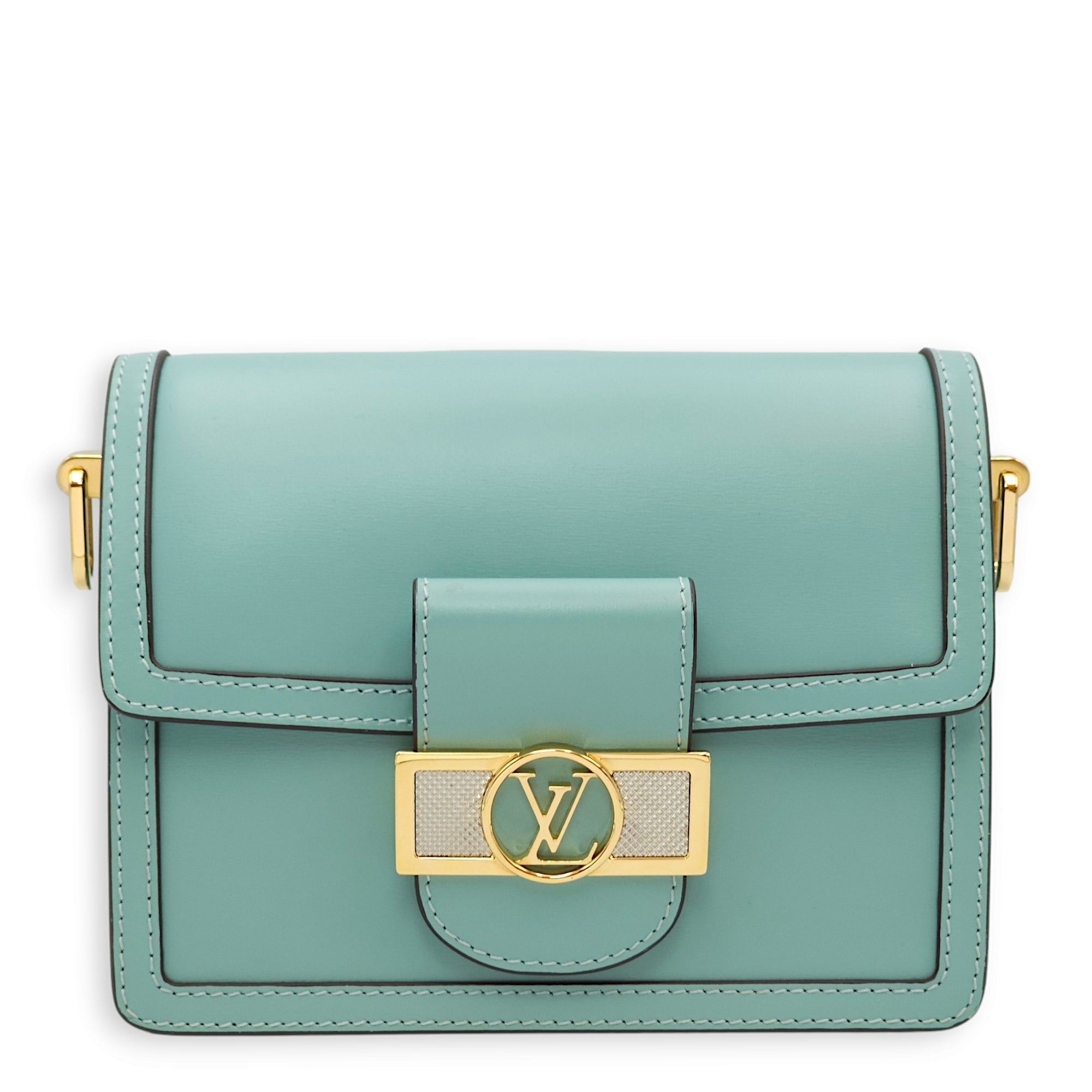Louis Vuitton Dauphine Mini Blue Shoulder Bag in Calfskin, Gold