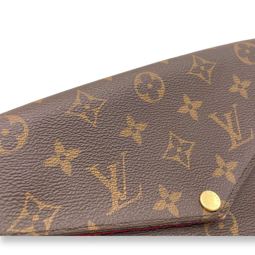 Felicie Brown Wallet On Chain in Monogram Coated Canvas, Gold hardware