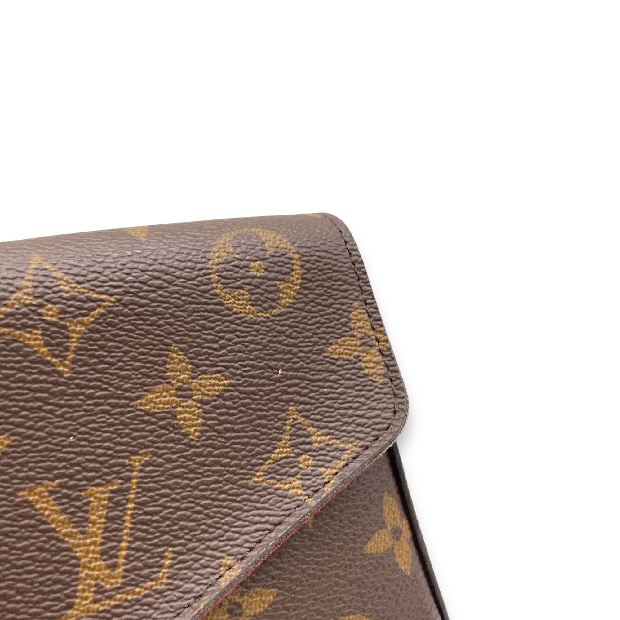 Felicie Brown Wallet On Chain in Monogram Coated Canvas, Gold hardware