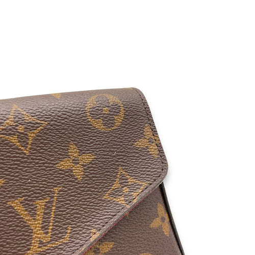 Felicie Brown Wallet On Chain in Monogram Coated Canvas, Gold hardware