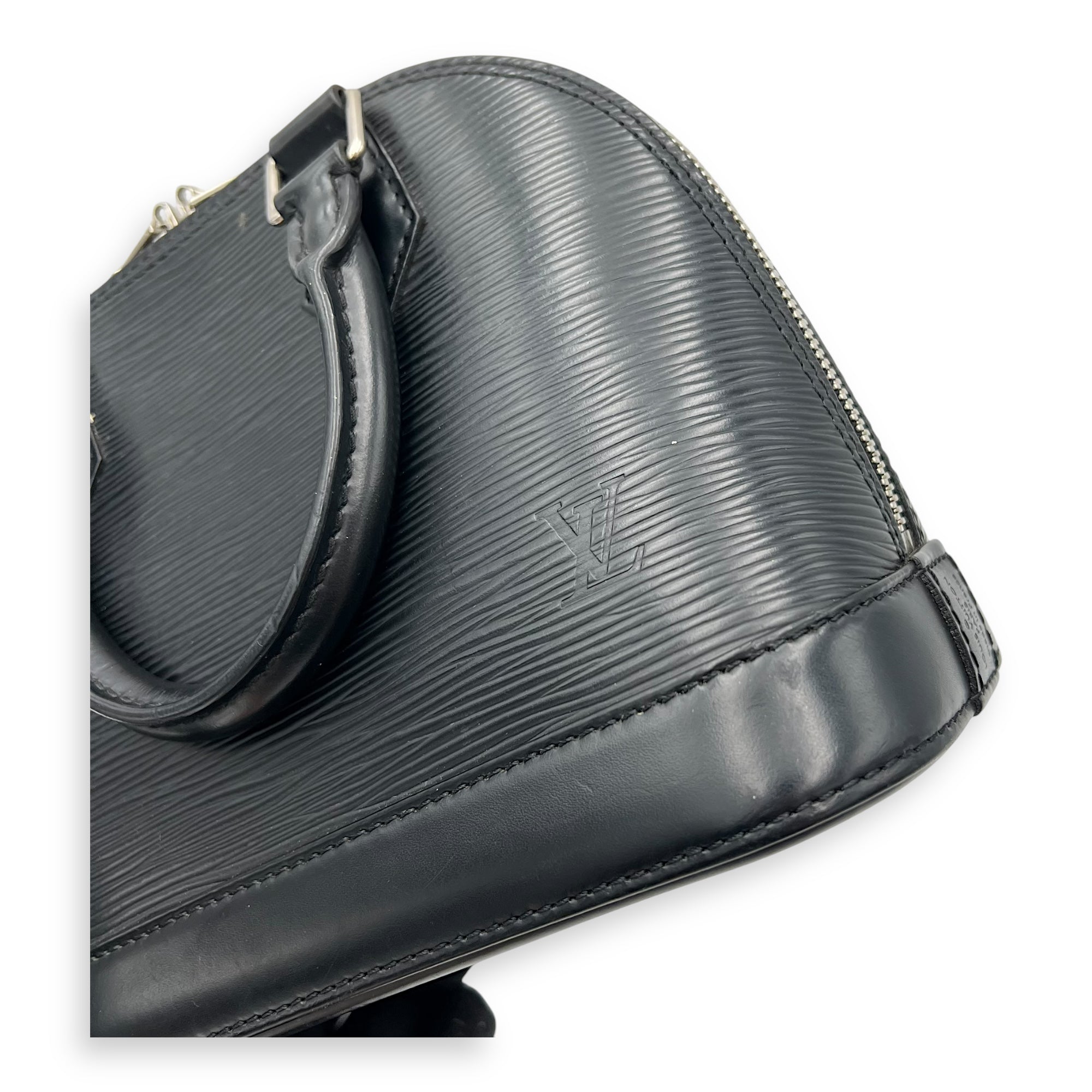 Louis Vuitton Alma Top Handle Bag BB Black in Epi Leather, Silver hardware_10