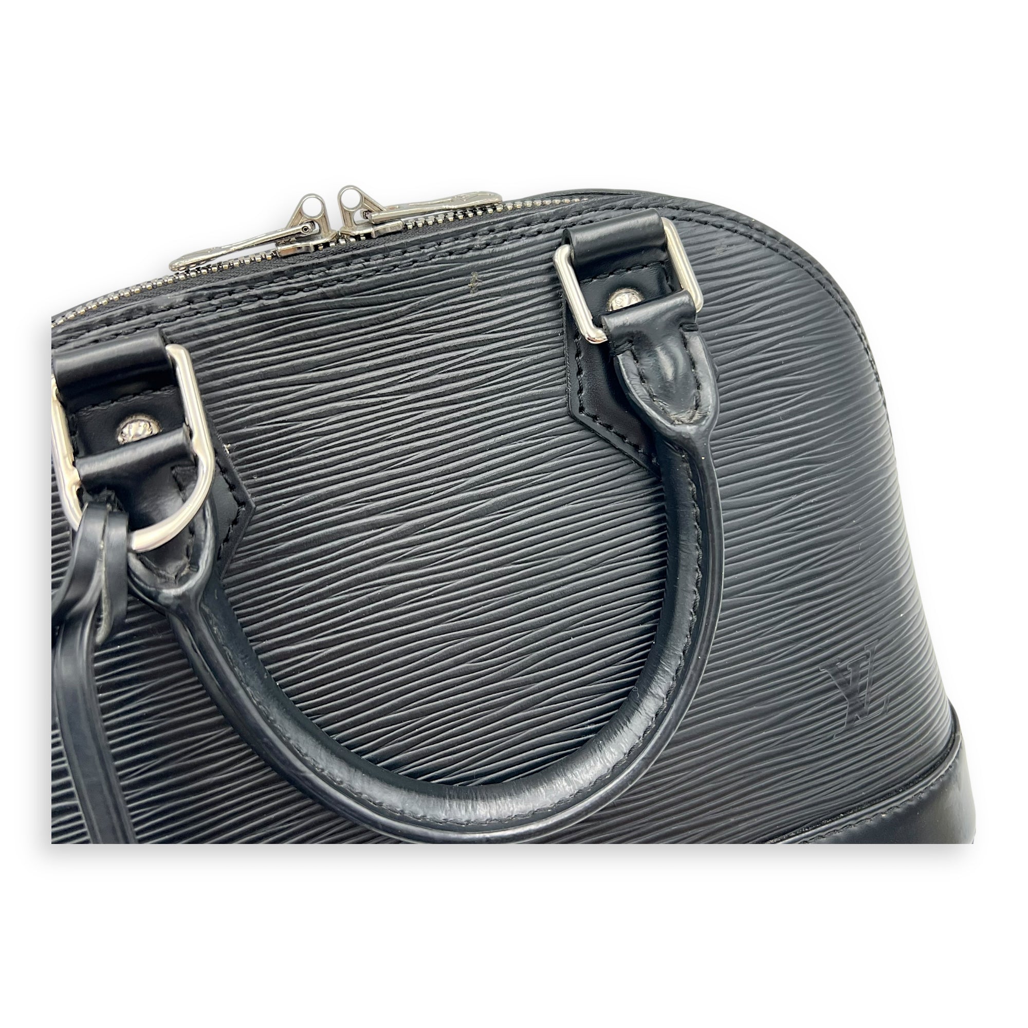 Louis Vuitton Alma Top Handle Bag BB Black in Epi Leather, Silver hardware_9