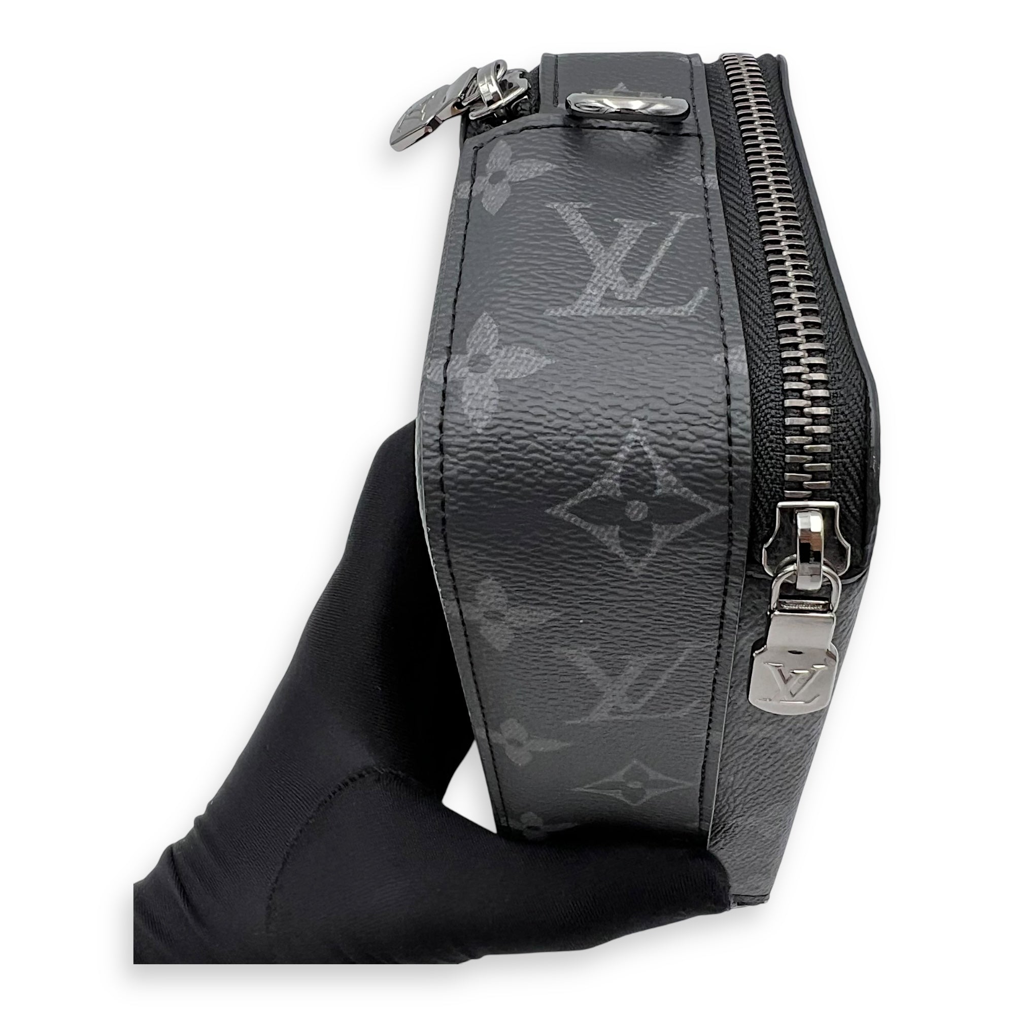 Louis Vuitton Alpha Wearable Wallet Grey Crossbody Bag in Monogram Coated Canvas, Silver hardware_10