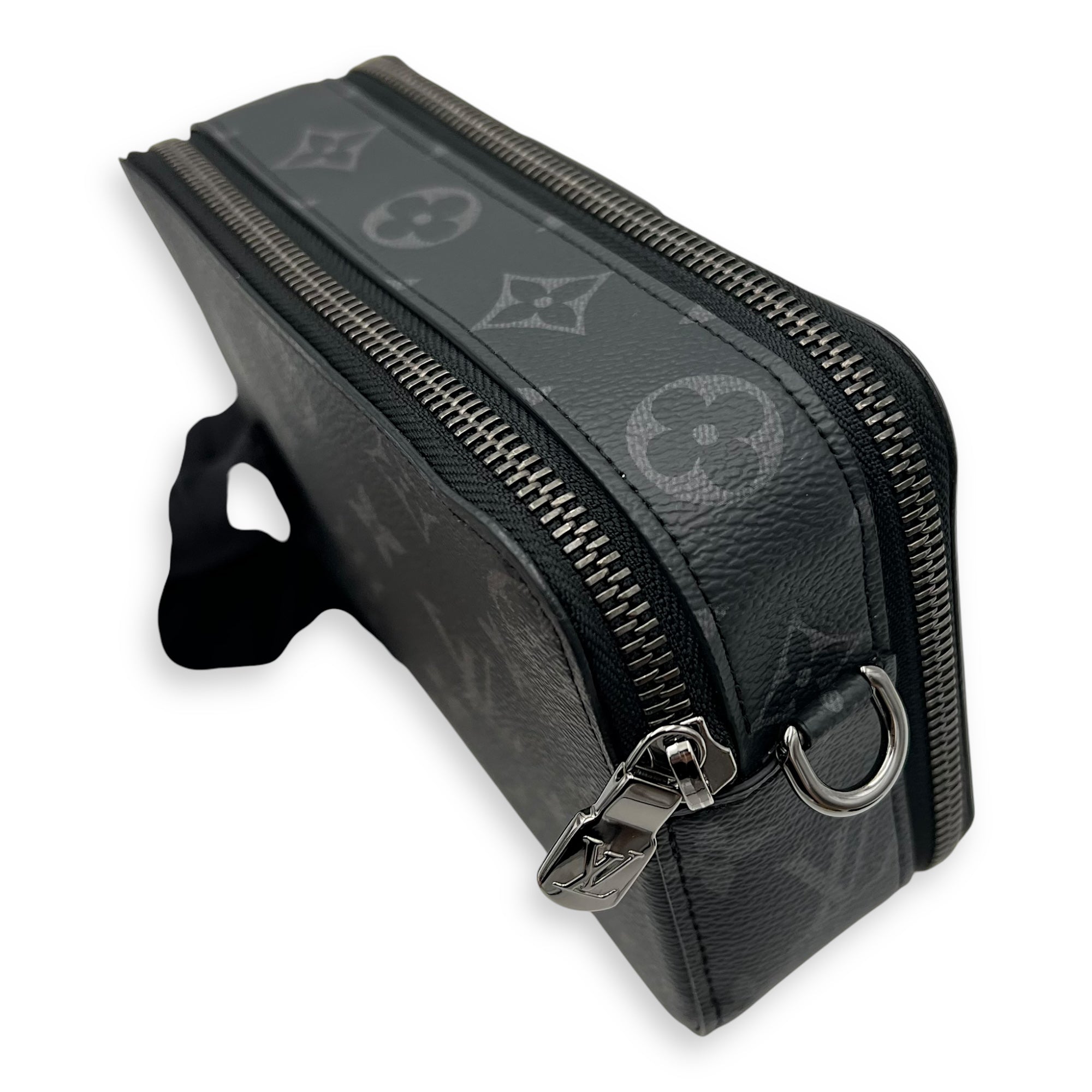 Louis Vuitton Alpha Wearable Wallet Grey Crossbody Bag in Monogram Coated Canvas, Silver hardware_11