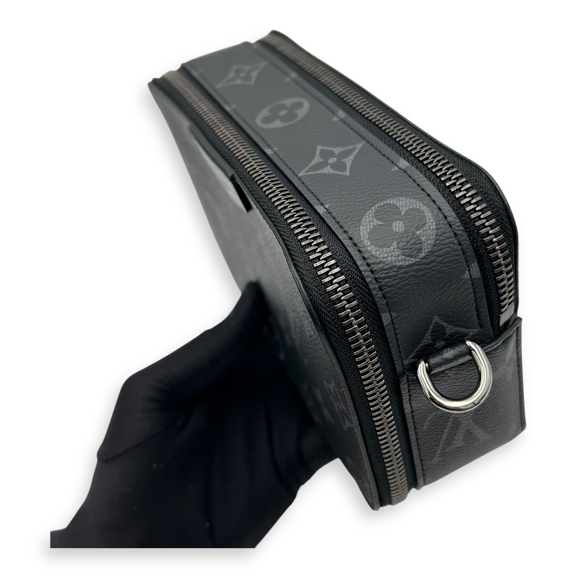 Louis Vuitton Alpha Wearable Wallet Grey Crossbody Bag in Monogram Coated Canvas, Silver hardware_12