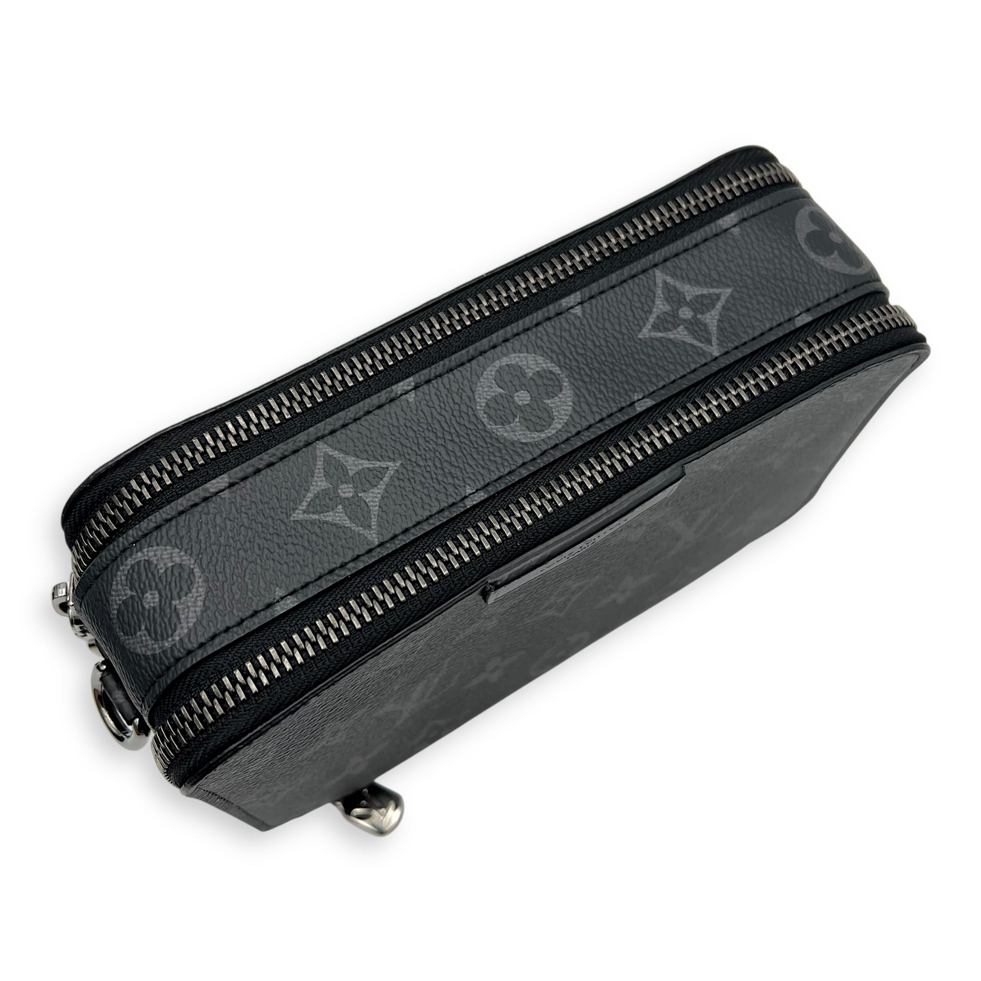 Louis Vuitton Alpha Wearable Wallet Grey Crossbody Bag in Monogram Coated Canvas, Silver hardware_14