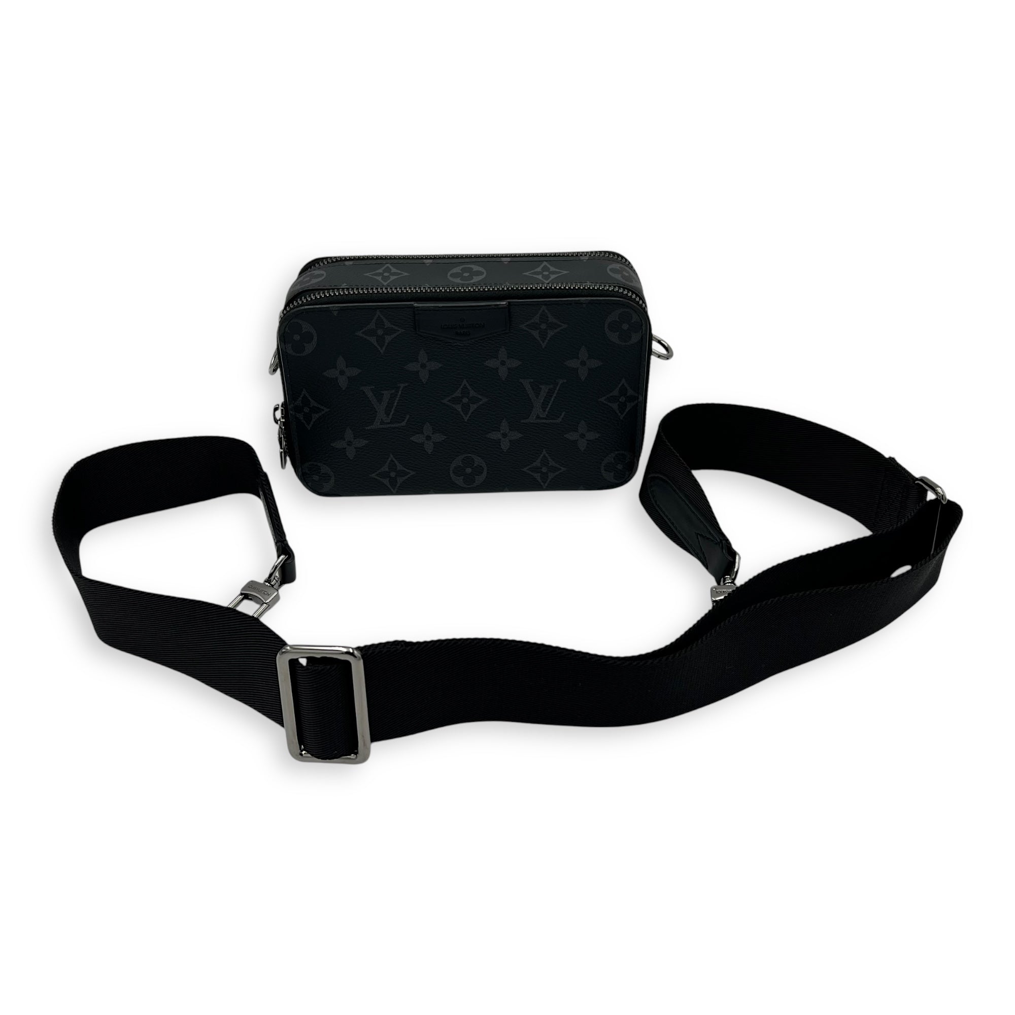 Louis Vuitton Alpha Wearable Wallet Grey Crossbody Bag in Monogram Coated Canvas, Silver hardware_15