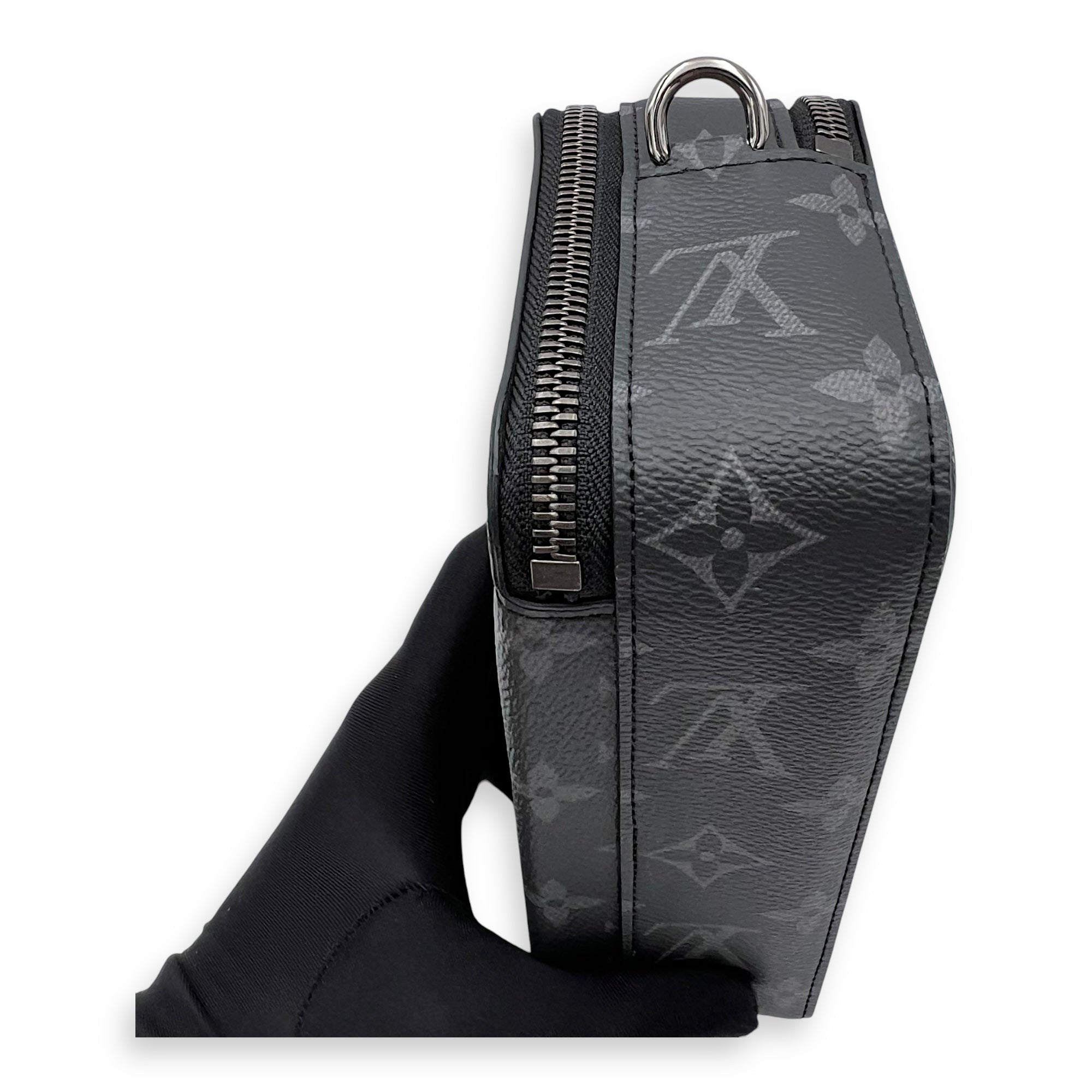 Louis Vuitton Alpha Wearable Wallet Grey Crossbody Bag in Monogram Coated Canvas, Silver hardware_9