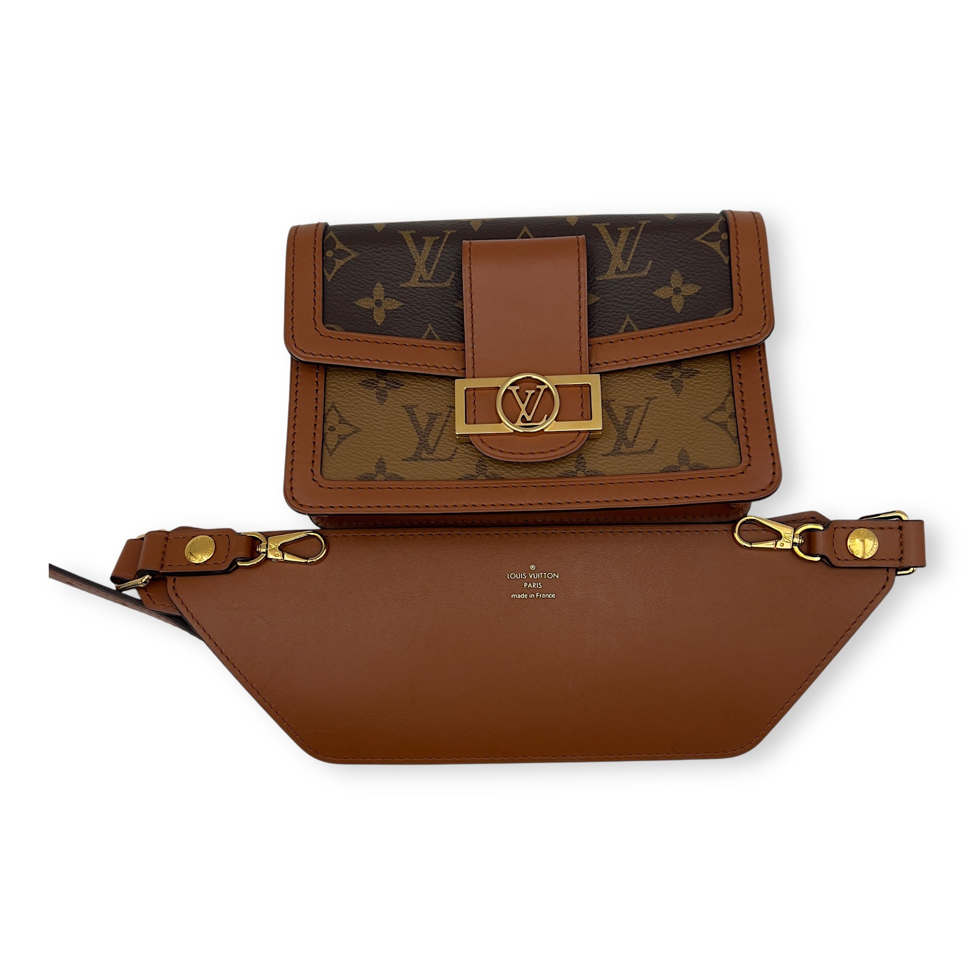 Louis Vuitton Dauphine Belt Bag Brown in Monogram Coated Canvas, Gold hardware_18