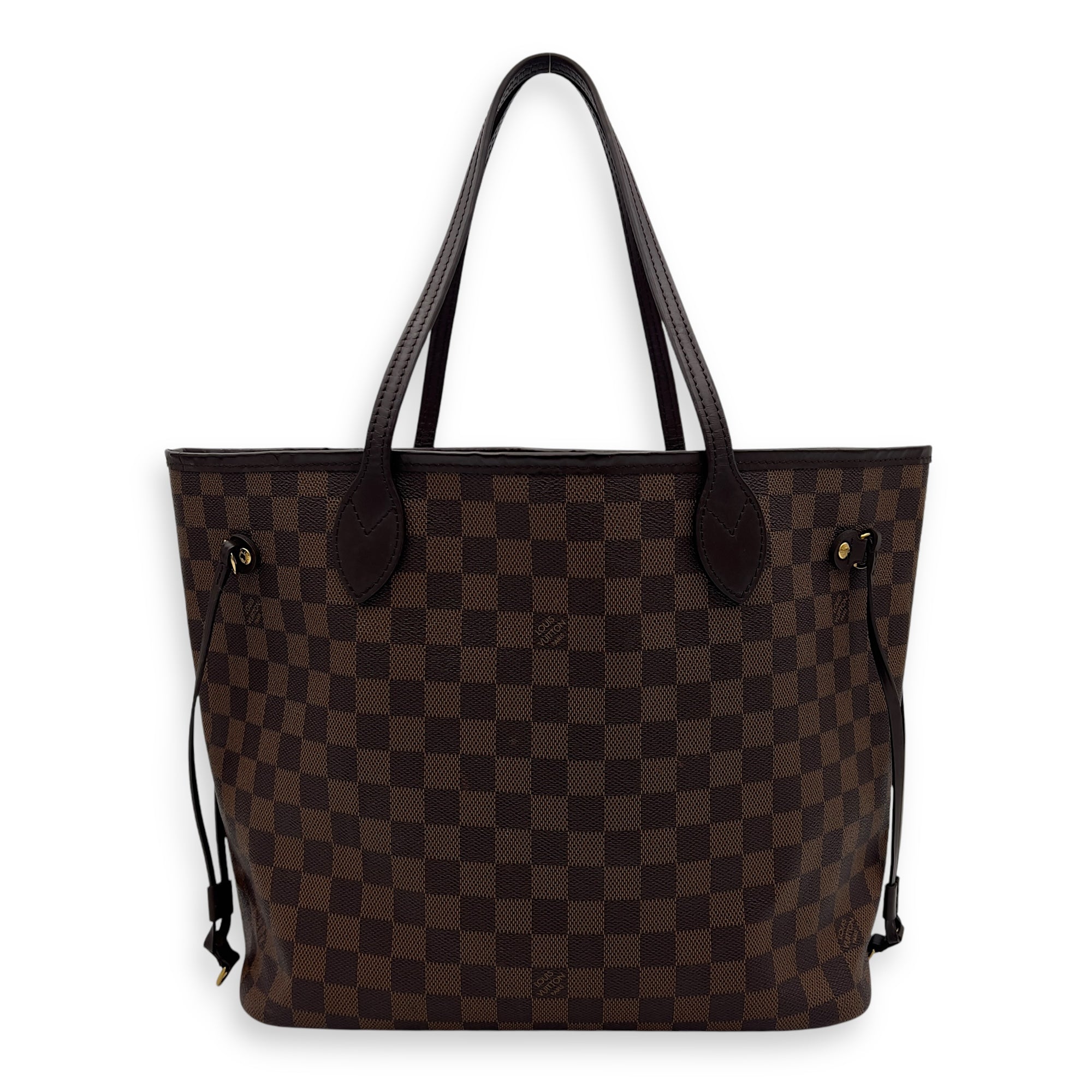 Louis Vuitton Neverfull Tote Bag MM Damier Ebene in Coated Canvas, Gold hardware_1
