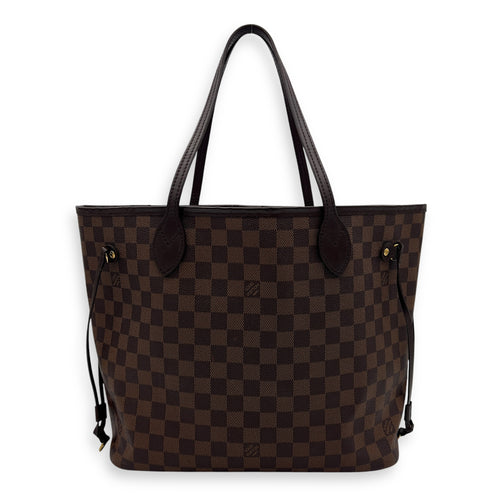 Louis Vuitton Neverfull Tote Bag MM Damier Ebene in Coated Canvas, Gold hardware_1