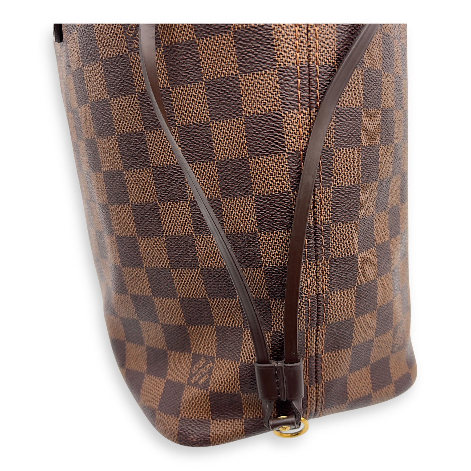 Louis Vuitton Neverfull Tote Bag MM Damier Ebene in Coated Canvas, Gold hardware_15