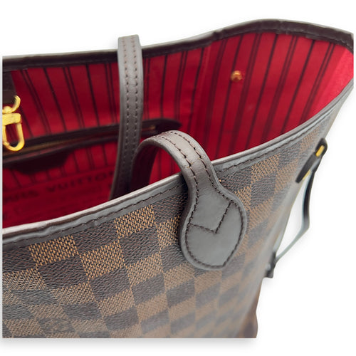 Louis Vuitton Neverfull Tote Bag MM Damier Ebene in Coated Canvas, Gold hardware_18