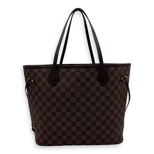Louis Vuitton Neverfull Tote Bag MM Damier Ebene in Coated Canvas, Gold hardware_2