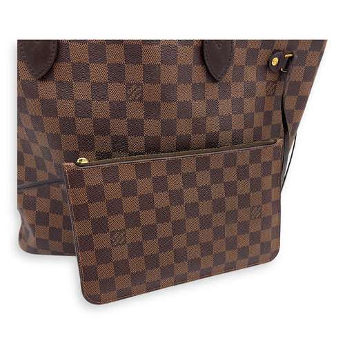 Louis Vuitton Neverfull Tote Bag MM Damier Ebene in Coated Canvas, Gold hardware_22