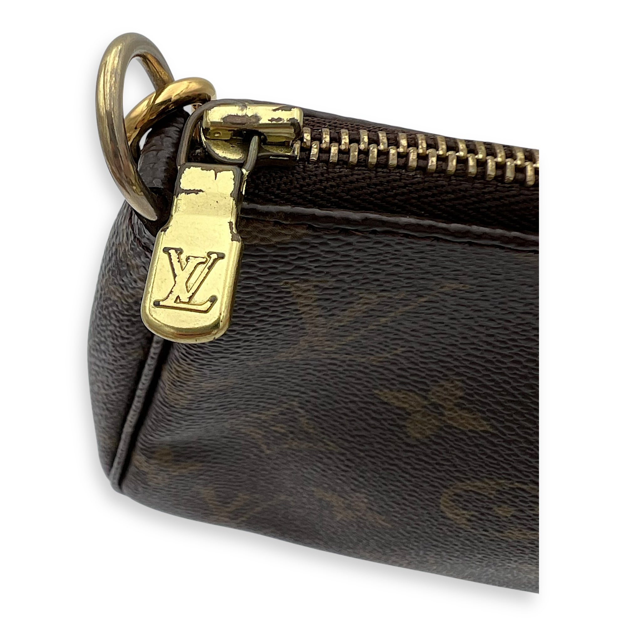 Louis Vuitton Pochette Accessoires Shoulder Bag Brown in Monogram Coated Canvas, Gold hardware_5