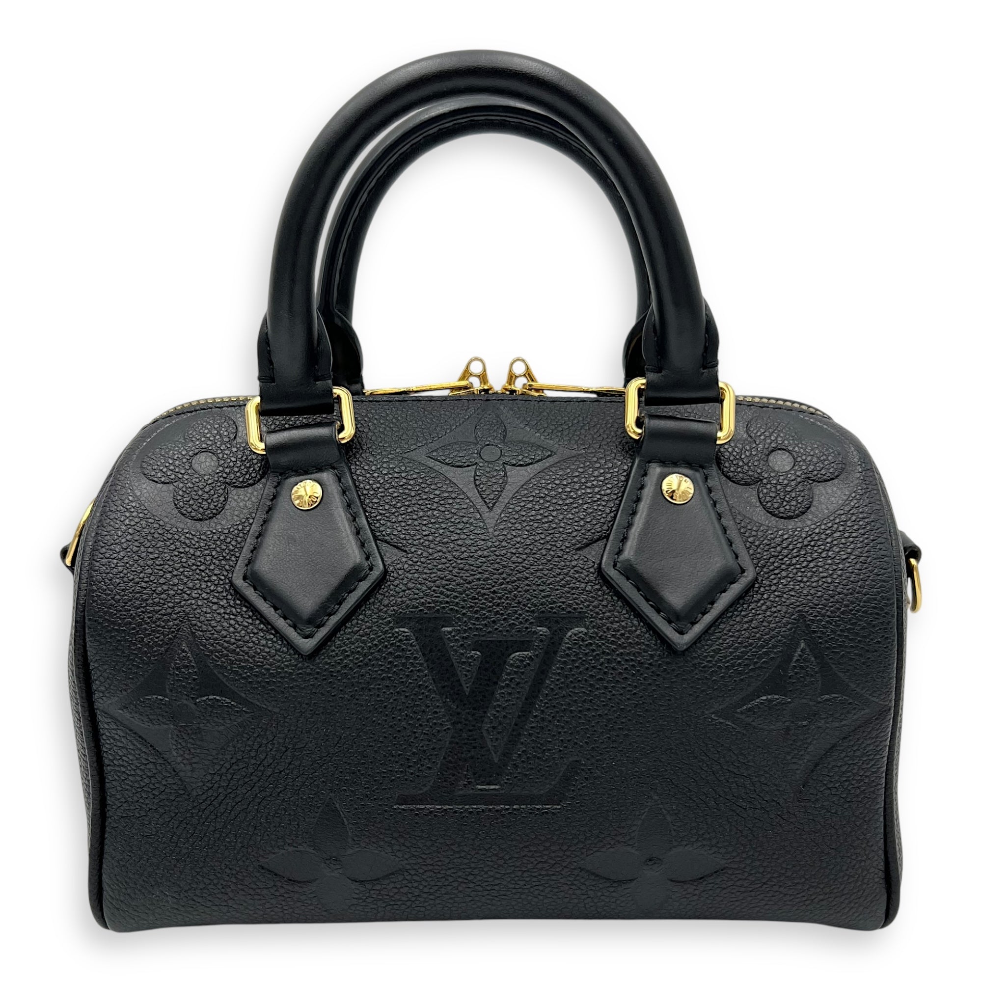 Louis Vuitton Speedy Bandouliere Top Handle Bag 20 Black in Empreinte Leather, Gold hardware_1