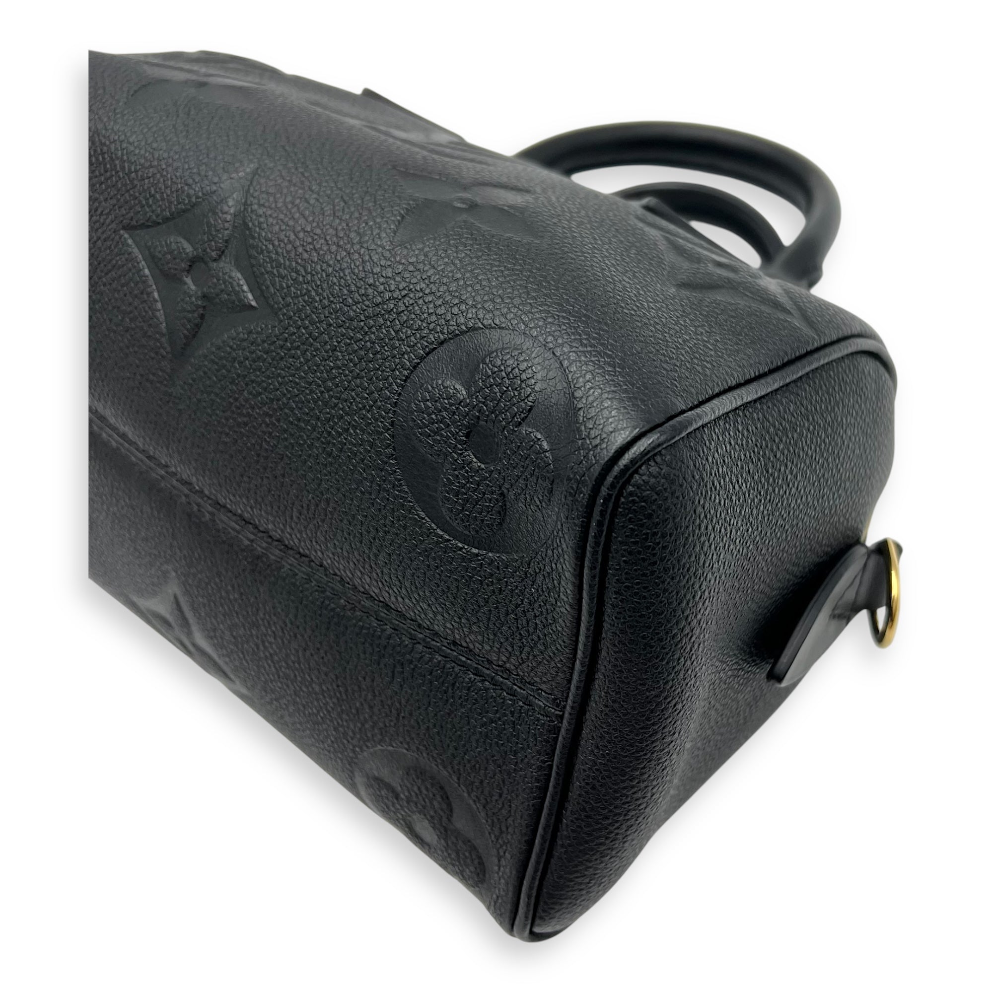 Louis Vuitton Speedy Bandouliere Top Handle Bag 20 Black in Empreinte Leather, Gold hardware_13