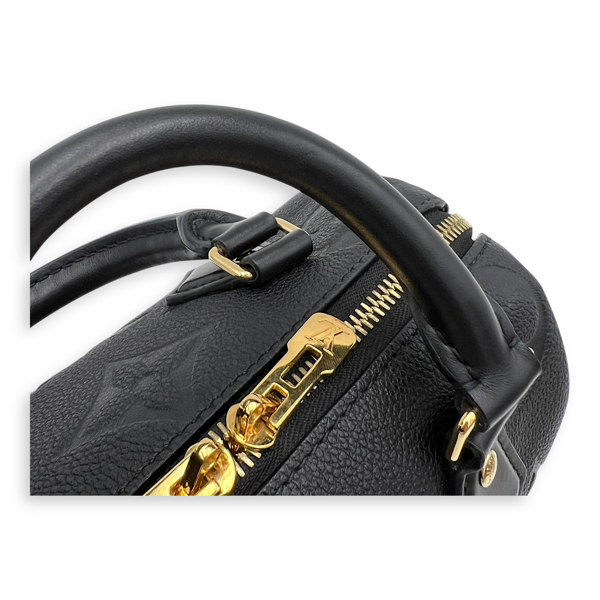 Louis Vuitton Speedy Bandouliere Top Handle Bag 20 Black in Empreinte Leather, Gold hardware_15
