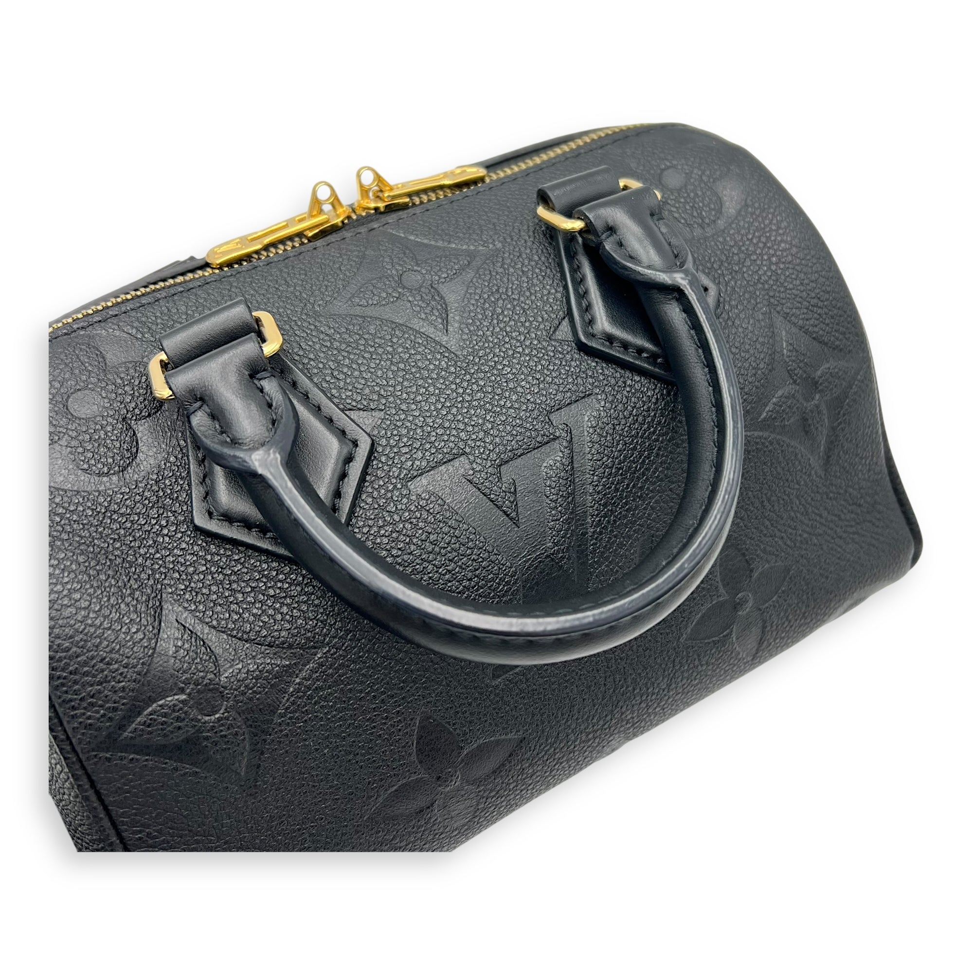 Louis Vuitton Speedy Bandouliere Top Handle Bag 20 Black in Empreinte Leather, Gold hardware_17