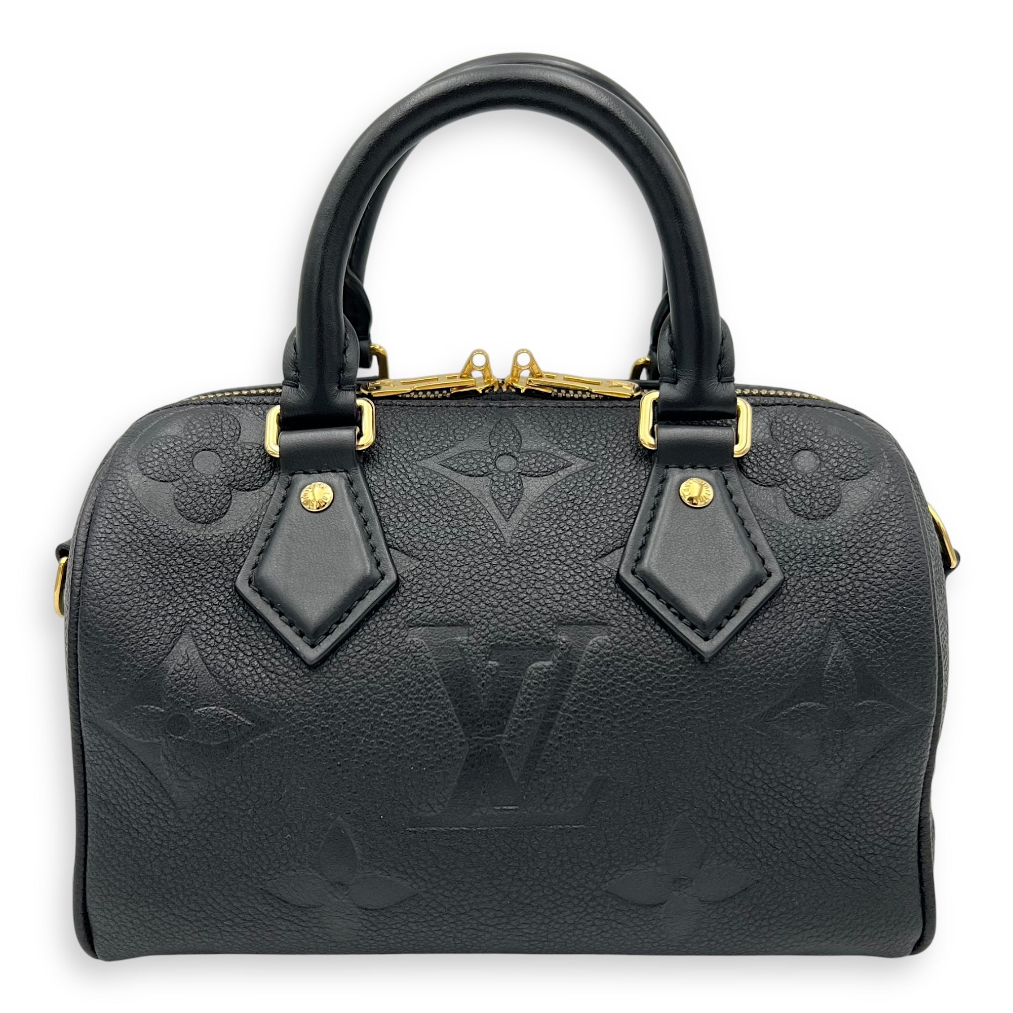 Louis Vuitton Speedy Bandouliere Top Handle Bag 20 Black in Empreinte Leather, Gold hardware_2