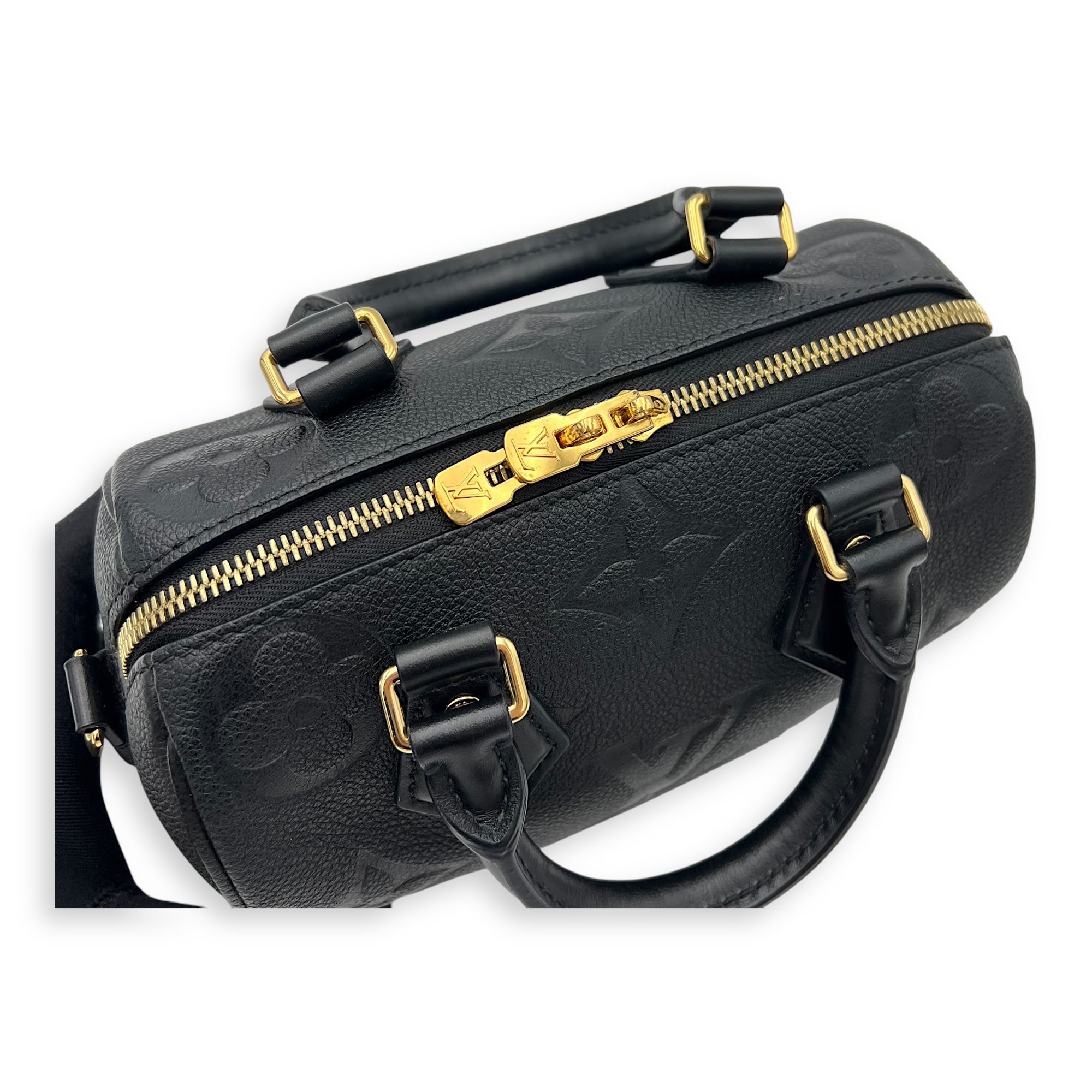 Louis Vuitton Speedy Bandouliere Top Handle Bag 20 Black in Empreinte Leather, Gold hardware_20