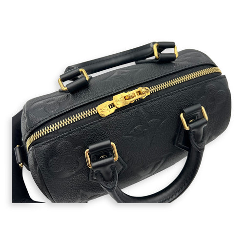 Louis Vuitton Speedy Bandouliere Top Handle Bag 20 Black in Empreinte Leather, Gold hardware_20
