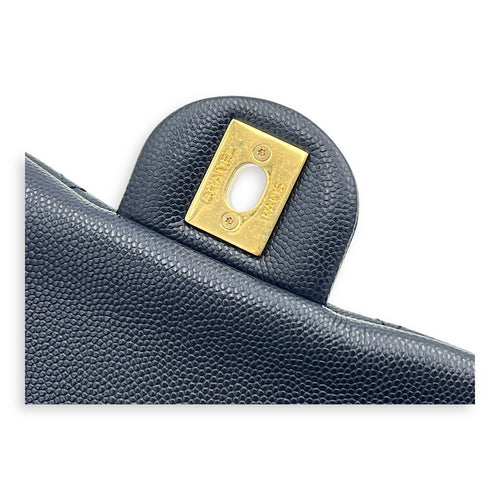 Chain Around Blue Crossbody Bag in Caviar Leather, Gold hardware