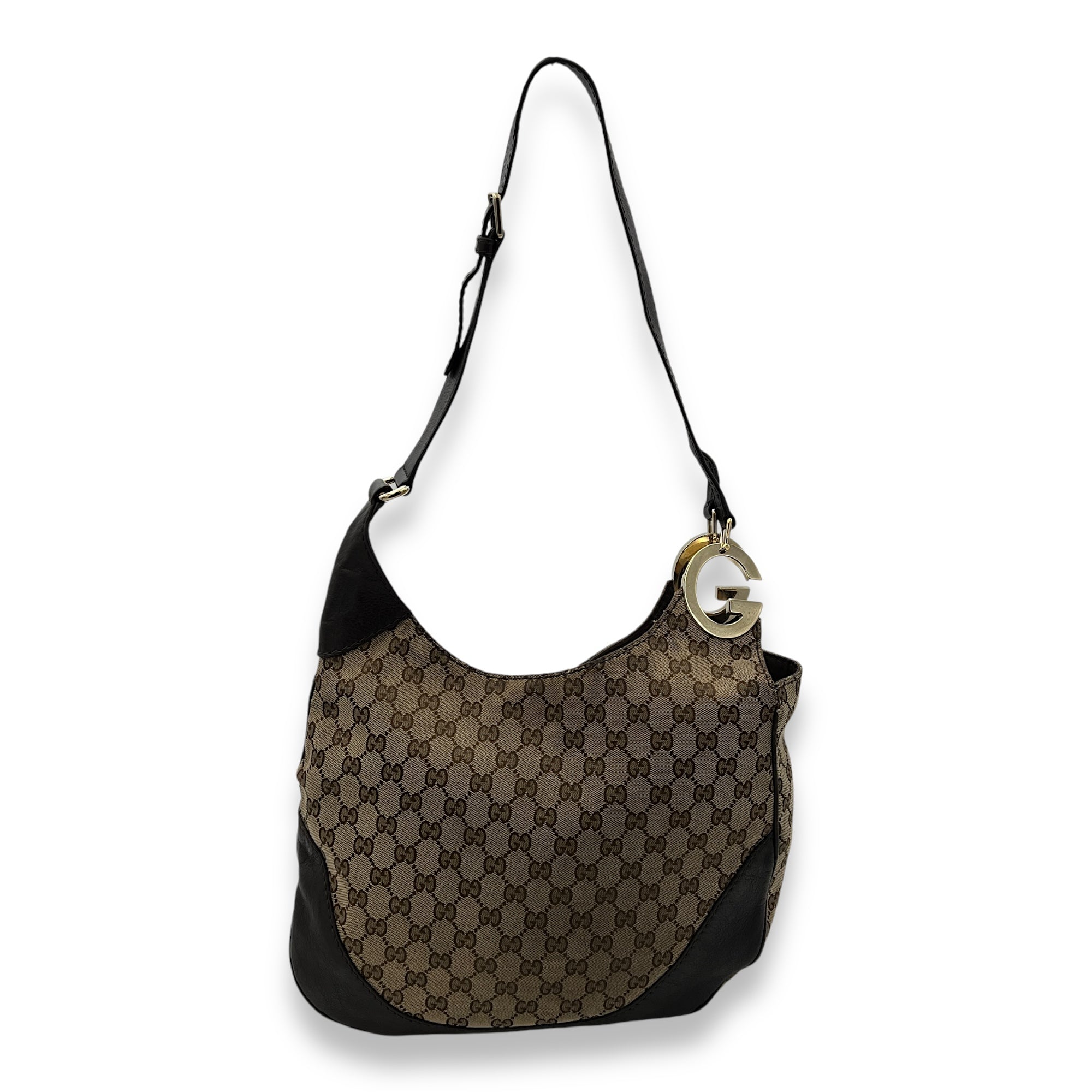 Gucci Shoulder Bag Brown in Jacquard, Light Gold hardware Singapore