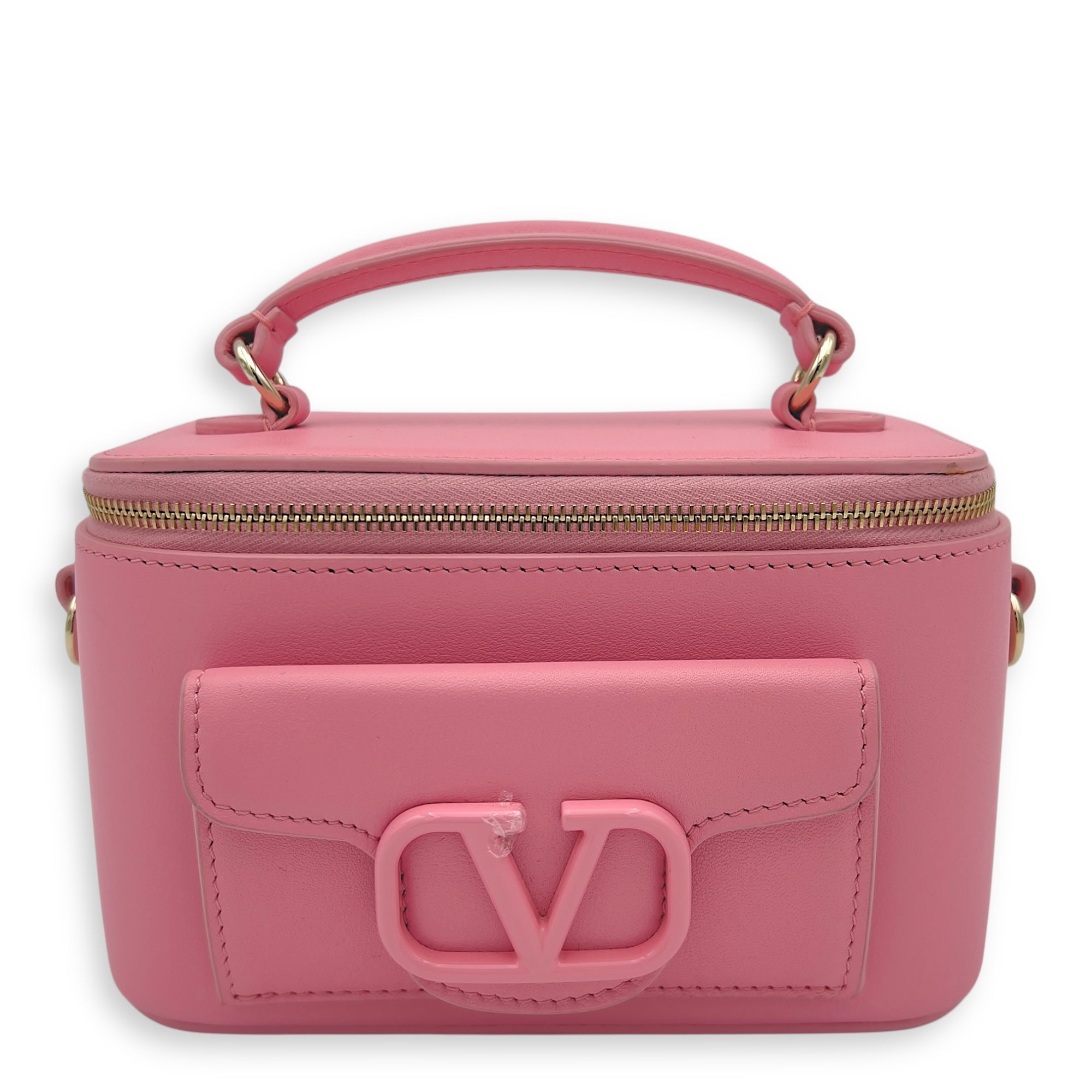 Valentino Vanity Top Handle Bag Pink in Calfskin, Silver Valentino Vanity Top Handle Bag Pink in Calfskin, Silver