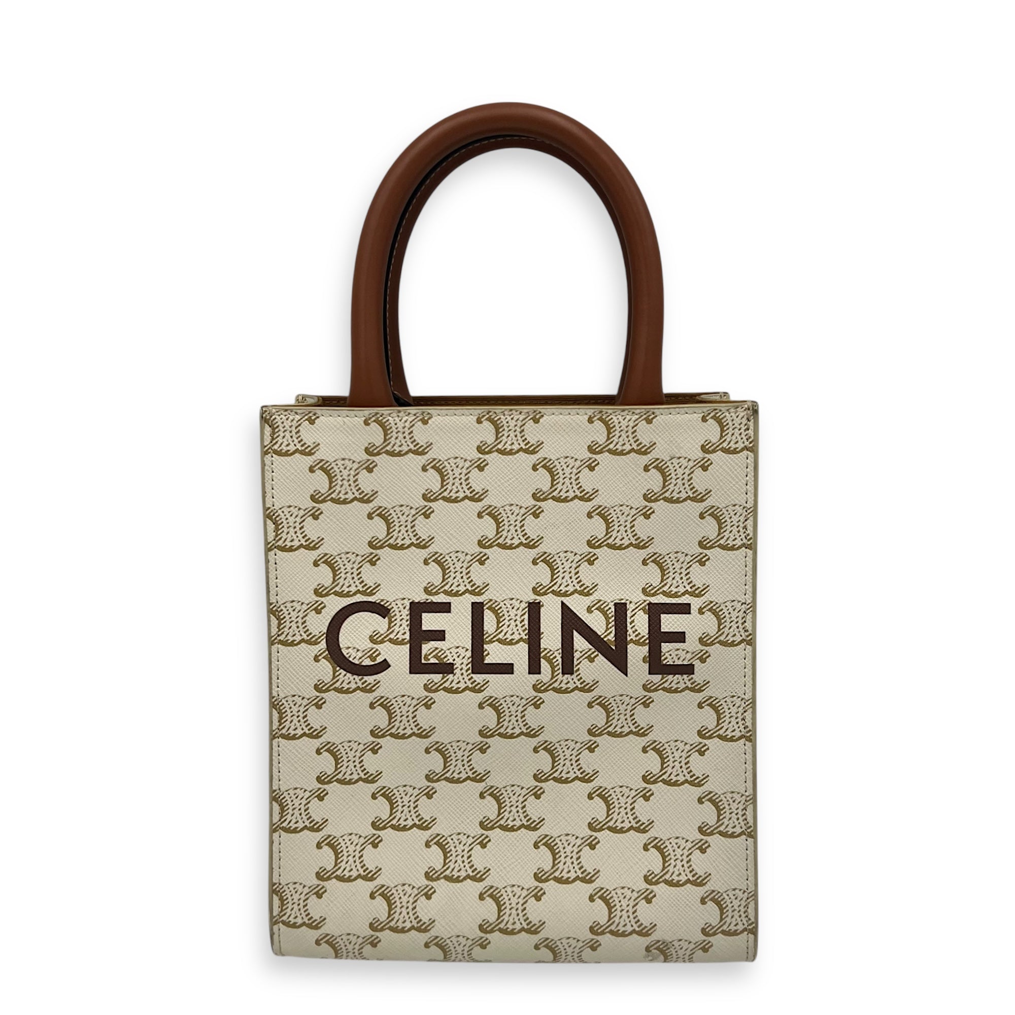 Celine Vertical Top Handle Bag White in Coated Canvas, Others hardware_1