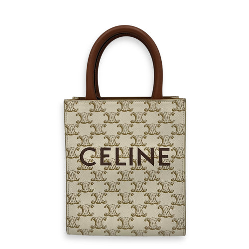 Celine Vertical Top Handle Bag White in Coated Canvas, Others hardware_1