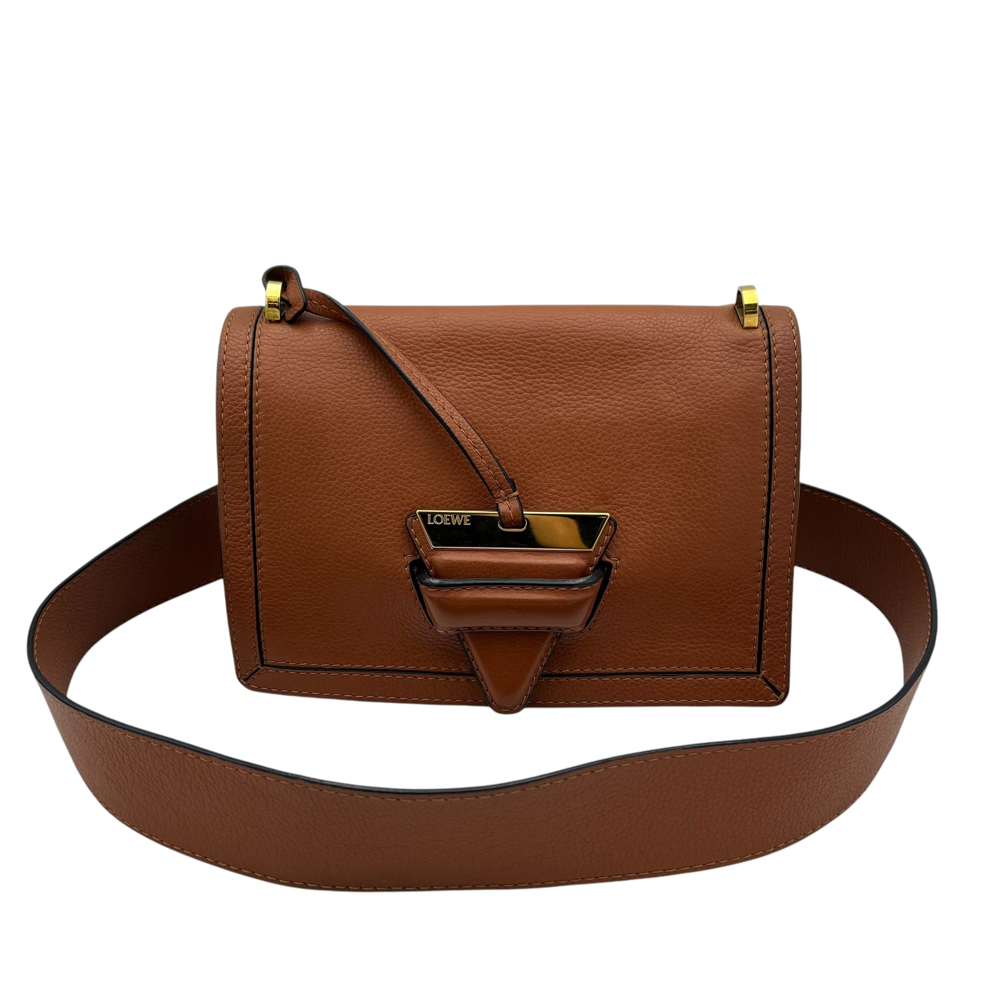 Loewe Barcelona Crossbody Bag Brown in Calfskin, Gold hardware_13