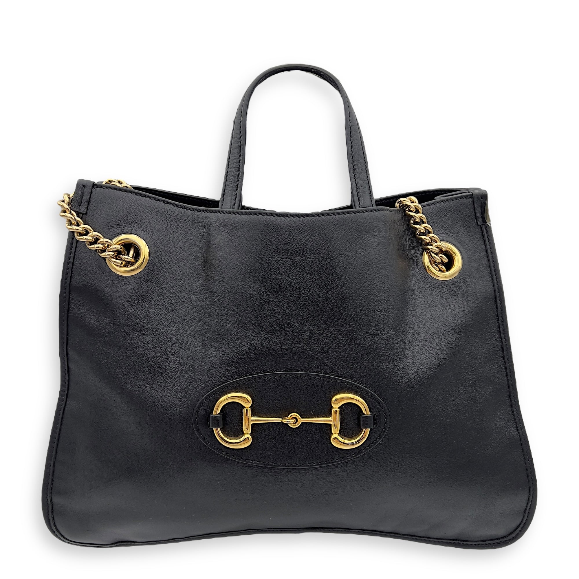 Gucci Horsebit 1955 Tote Bag Black in Calfskin, Gold hardware_1