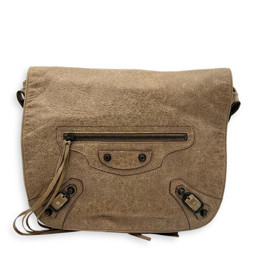 Balenciaga City Crossbody Bag Brown in Distressed Leather, Gunmetal hardware_1