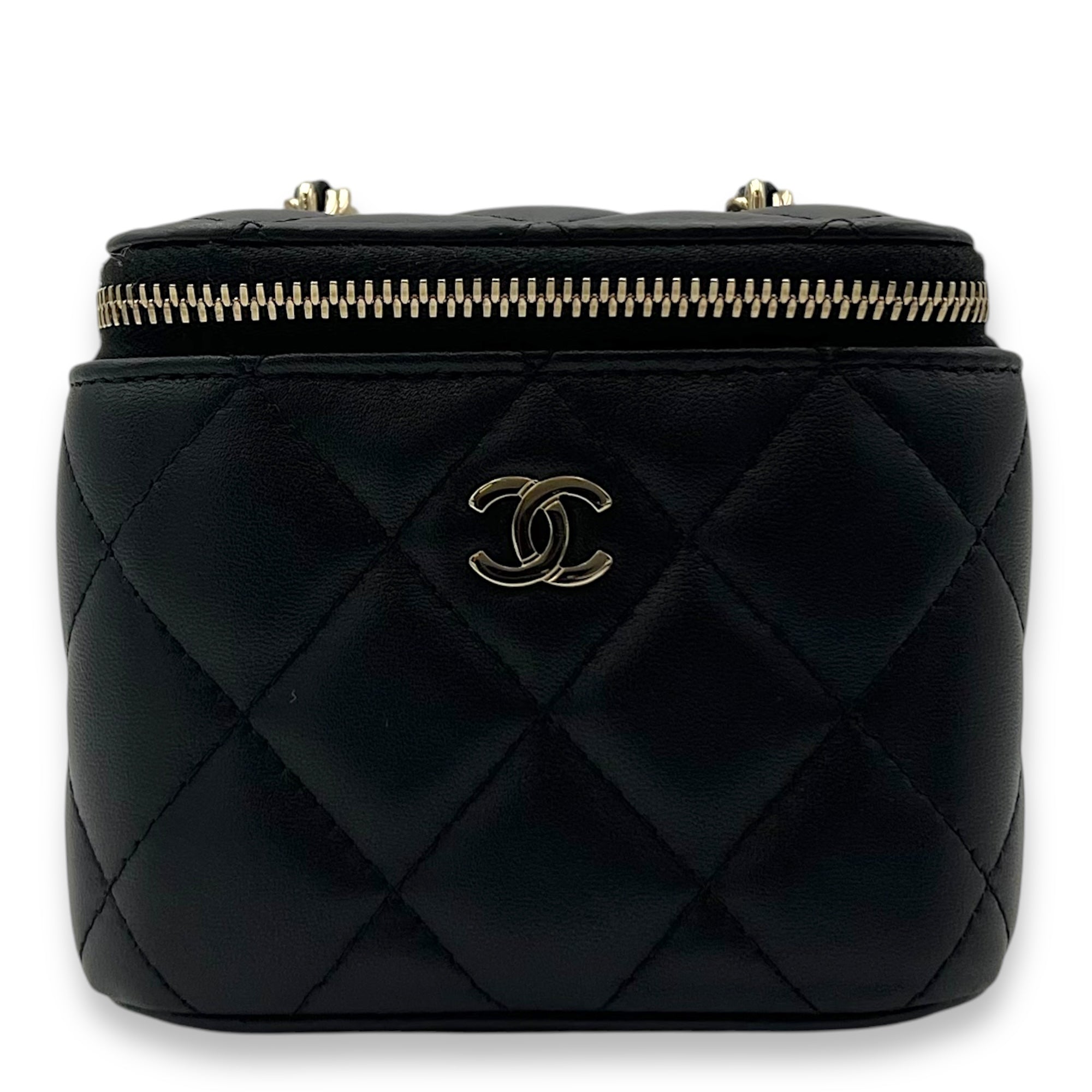 Chanel Vanity Crossbody Bag Black in Lambskin, Gold hardware_1