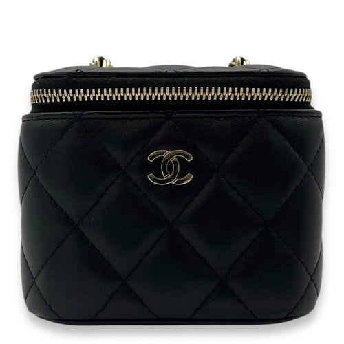 Chanel Vanity Crossbody Bag Black in Lambskin, Gold hardware_1