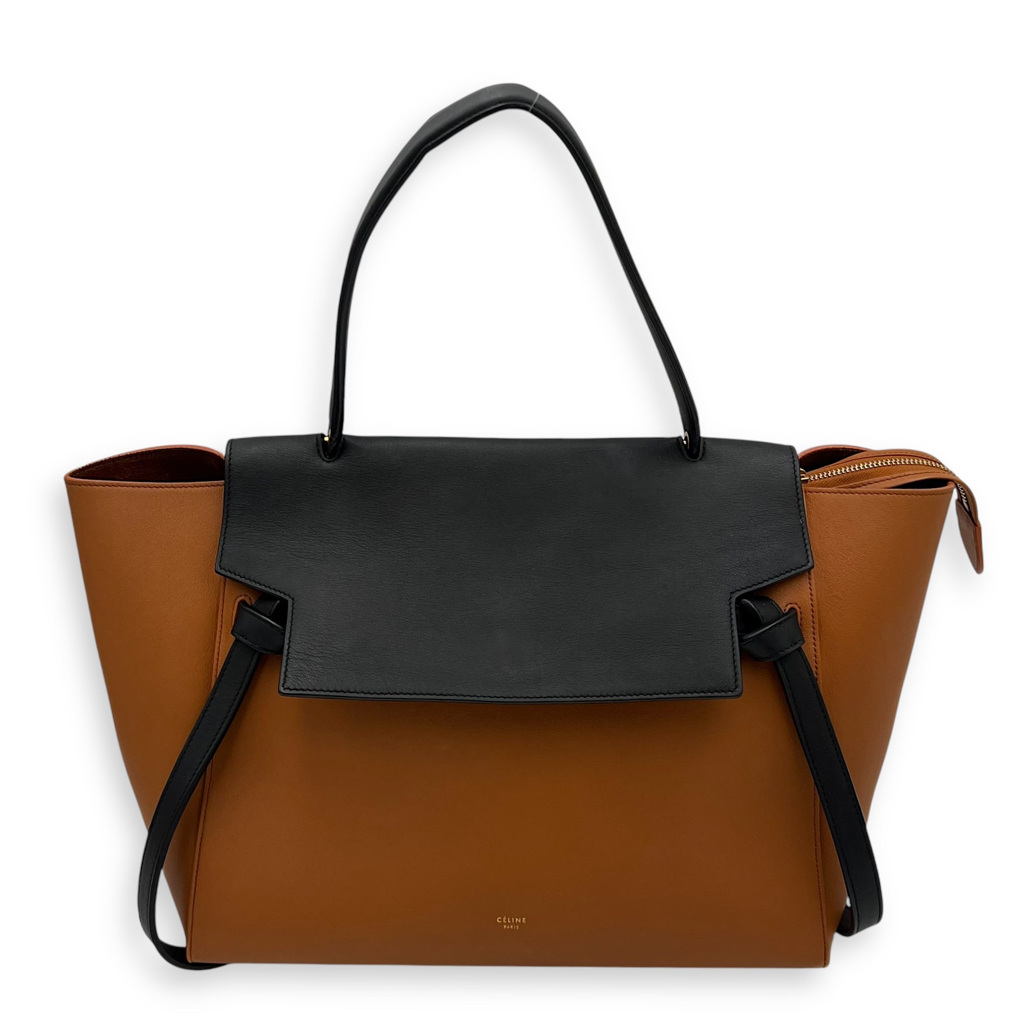 Celine Belt Bag Top Handle Bag Brown in Calfskin, Gold hardware_1