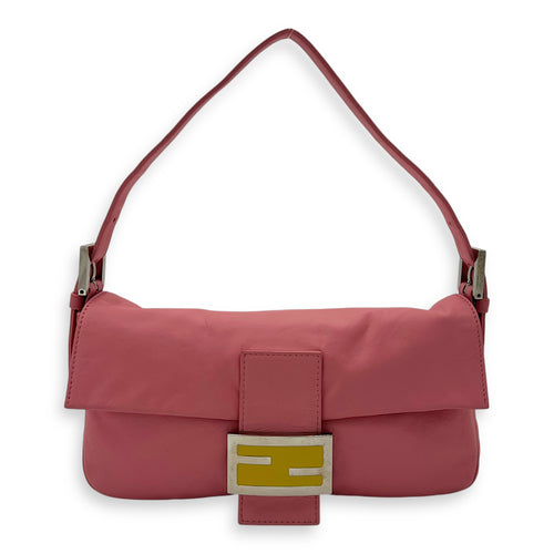Fendi Baguette Shoulder Bag Pink in Calfskin, Silver hardware_1
