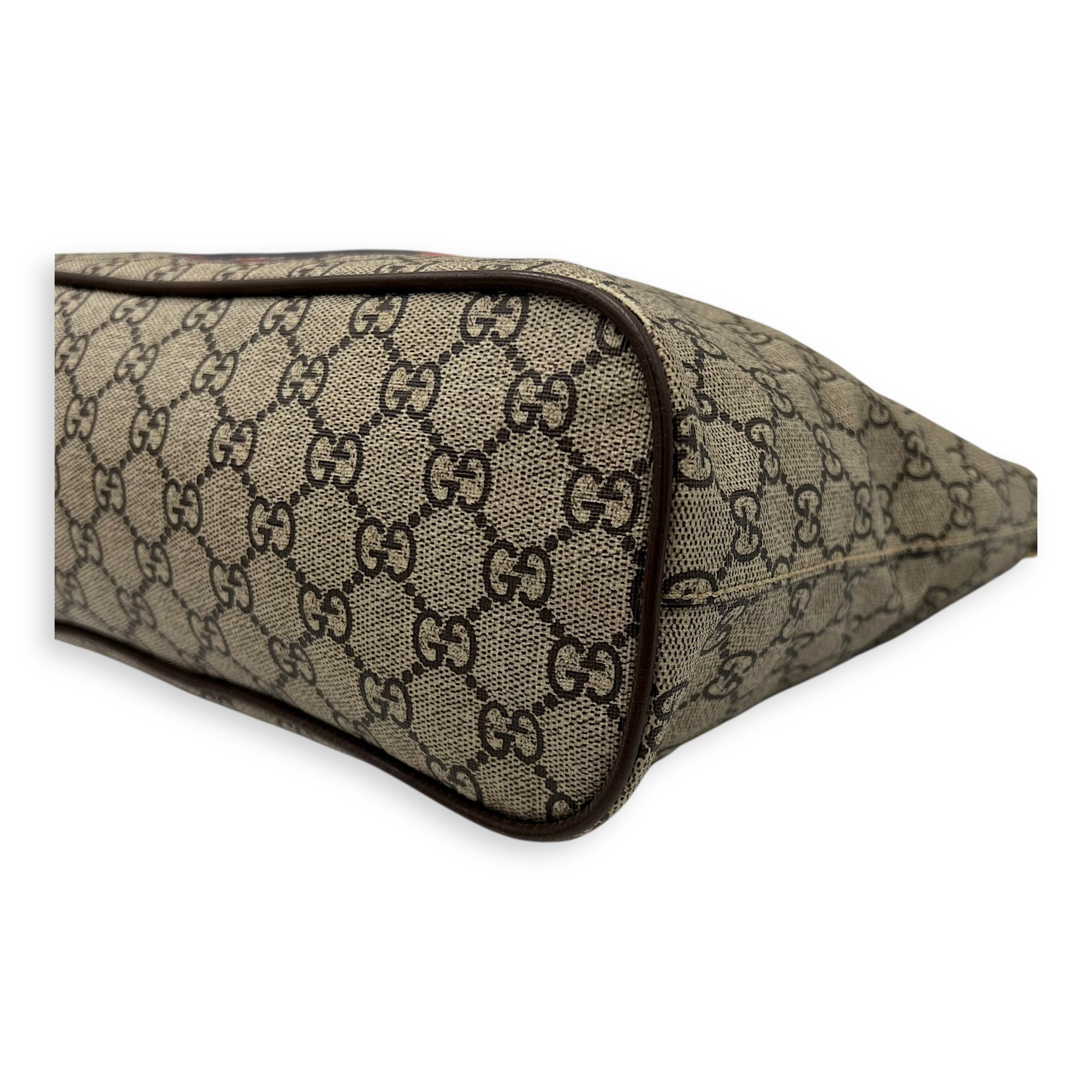 Gucci GG Supreme Duffle Bag Grey in Coated Canvas, Gold hardware_10
