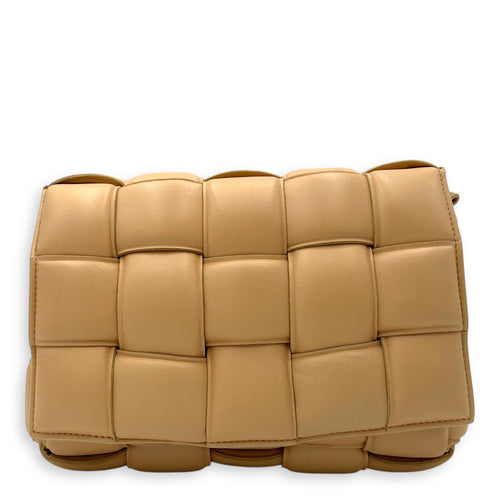 Bottega Veneta Cassette Shoulder Bag Beige in Lambskin, Gold hardware_1